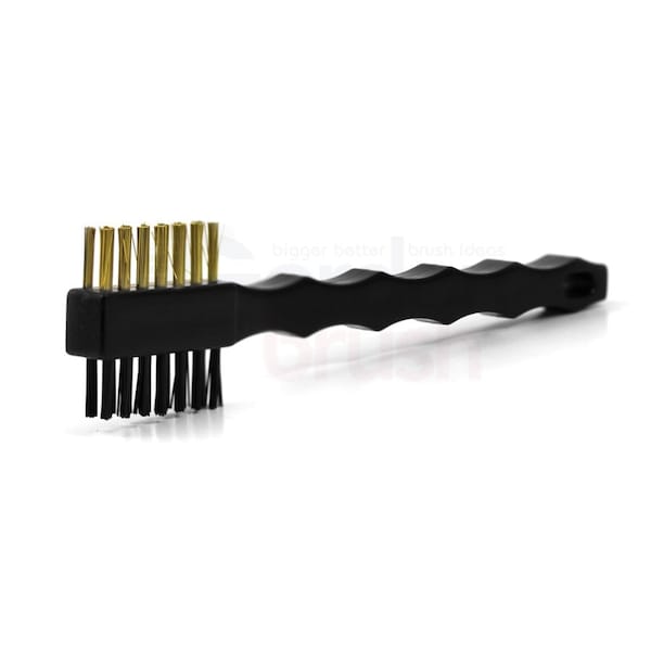 3x7 Row 0.008" Brass 0.018" Nylon Bristle Double-Headed Brush